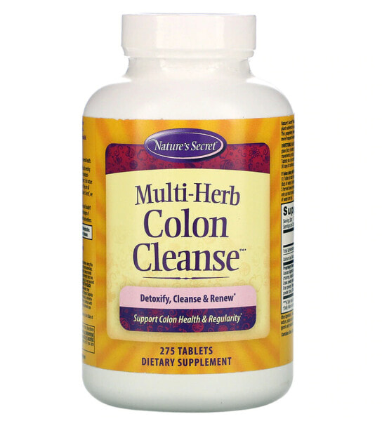 Nature's Secret Multi-Herb Colon Cleanse Очищающая пищеварительная клетчатка для поддержки пищеварения 275 таблеток