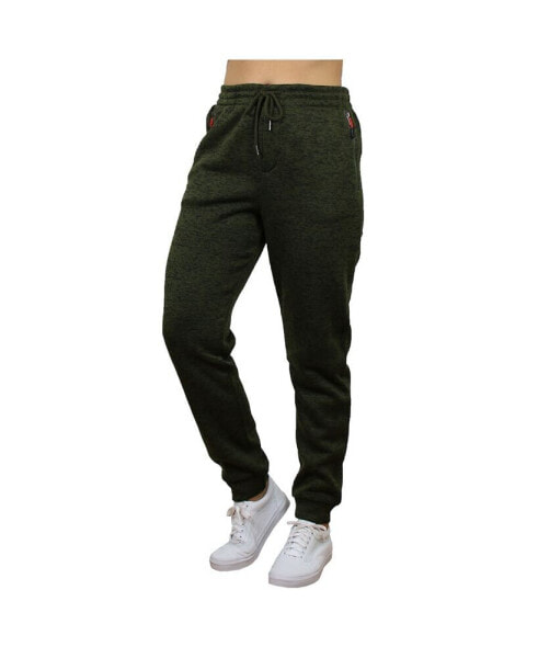 Women's Loose Fit Marled Fleece Joggers with Zipper Side Pockets