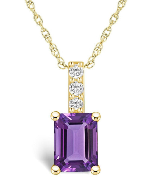 Amethyst (1-5/8 Ct. T.W.) and Diamond Accent Pendant Necklace in 14K Yellow Gold
