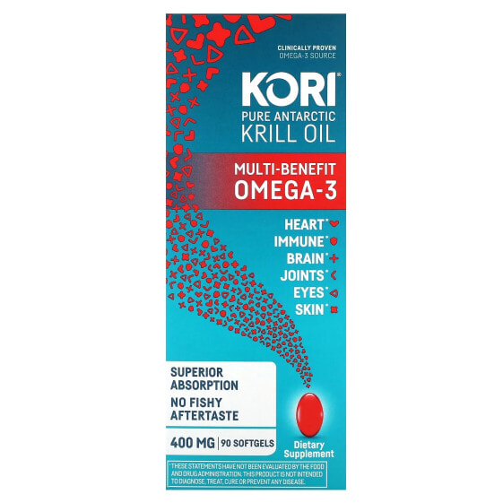 Pure Antarctic Krill Oil, Multi-Benefit Omega-3, 400 mg, 90 Softgels