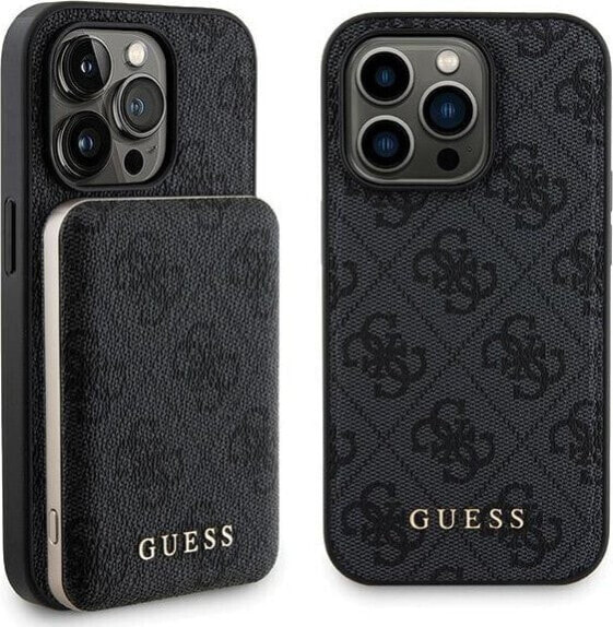 Guess Zestaw Guess GUBPM5P15L4GEMGK Apple iPhone 15 Pro hardcase + Powerbank 5000mAh MagSafe 4G Metal Logo czarny/black