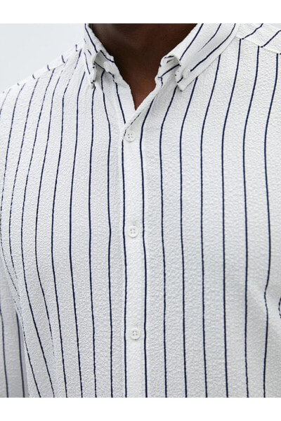 LCW Vision Slim Fit Uzun Kollu Çizgili Erkek Gömlek