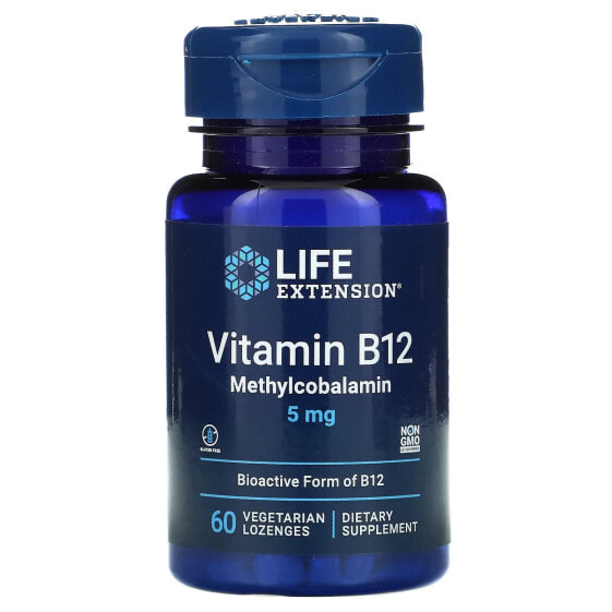 Витамин Life Extension B12 Метилкобаламин, 5 мг, 60 вегетарианских таблеток