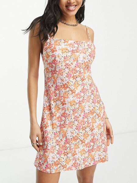 Rhythm rosa floral bias cut mini summer dress in pink  