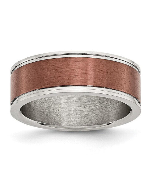 Stainless Steel Brushed and Polished Brown 8mm Band Ring