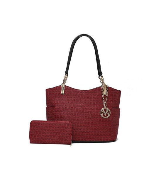 Savannah M Logo Printed material Women s Tote and Wristlet Wallet by Mia K