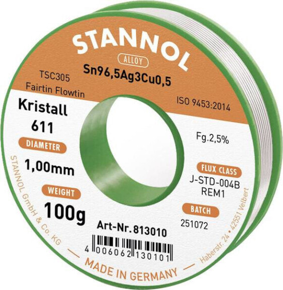 Stannol 813010 - Solder wire - Gray - 1 pc(s) - 1 mm - 100 g