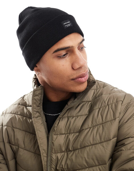 Jack & Jones knitted beanie in black