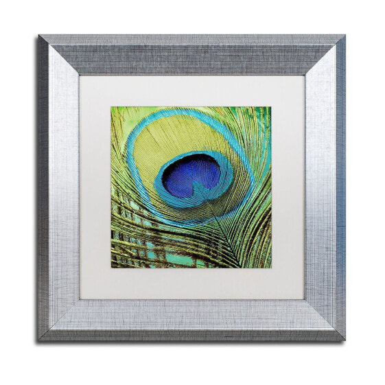 Color Bakery 'Peacock Candy V' Matted Framed Art, 11" x 11"