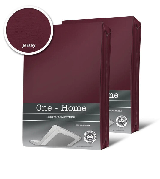 Простыня One-Home 2 шт. Jersey бордового цвета 200x200 см
