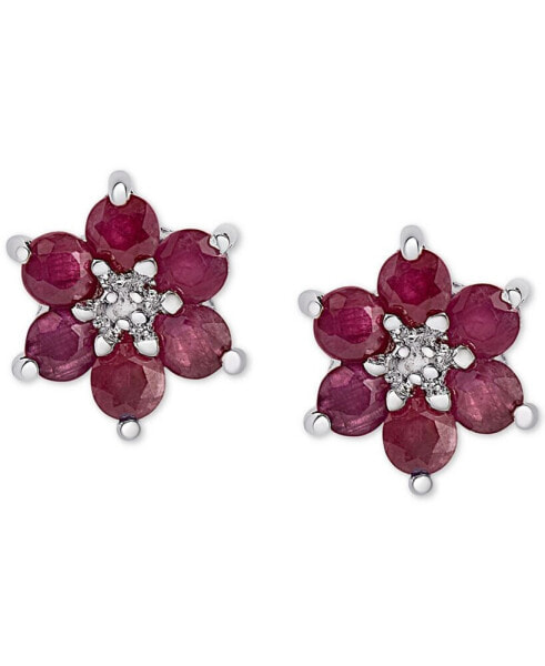 Серьги Macys Ruby & Diamond Flower Stud