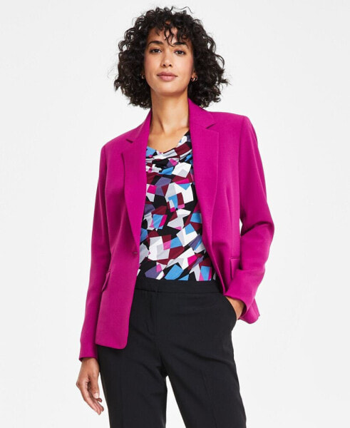 Petite Notched-Collar One-Button Blazer