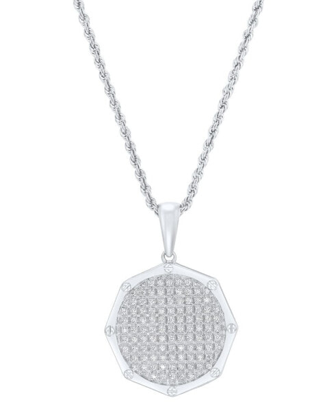 Men's Lab Grown Diamond Cluster 22" Pendant Necklace (1/2 ct. t.w.) in 10k White Gold