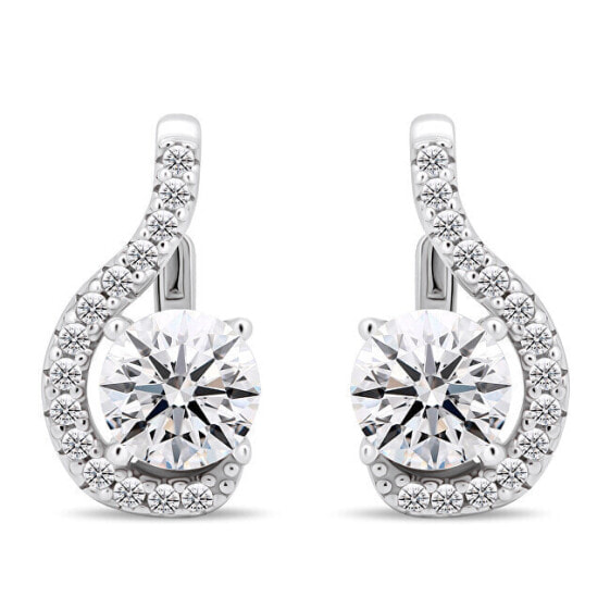 Sparkling silver earrings with clear zircons EA375W