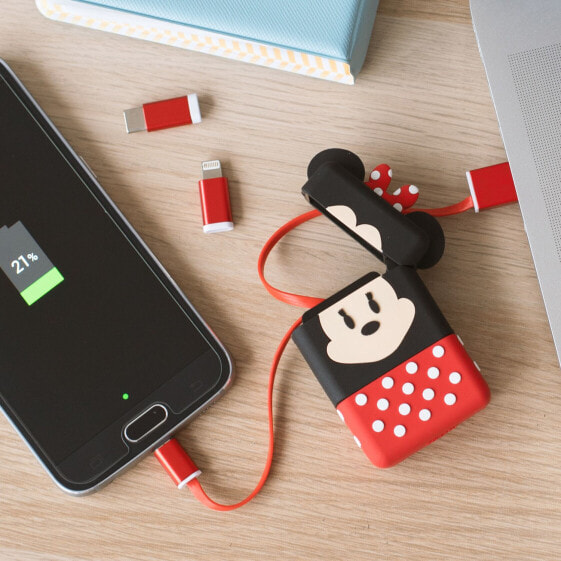 Thumbs Up PowerSquad "Minnie Mouse" - 0.6 m - USB A - USB C/Micro-USB B/Lightning - Black - Red