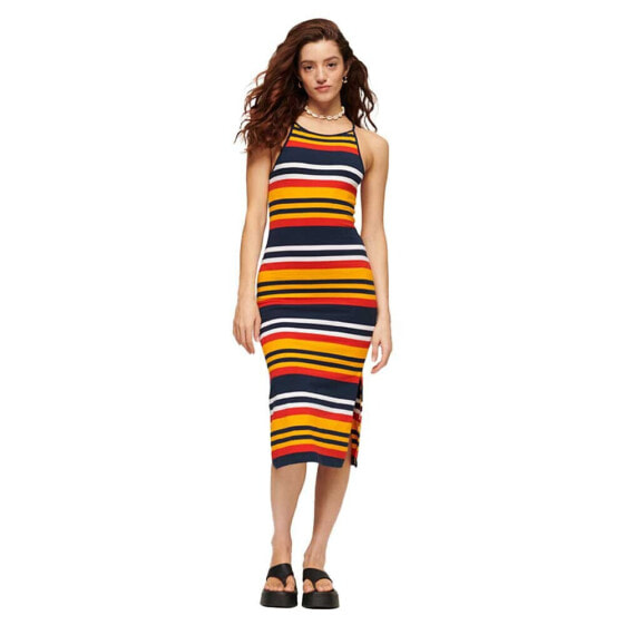 SUPERDRY Stripe Jersey Sleeveless Midi Dress