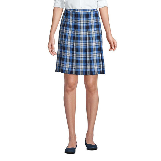 Women's School Uniform Plaid Box Pleat Skirt Top of the Knee