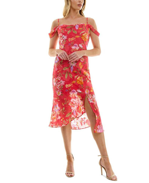 Платье BCX с открытыми плечами в цветочном принте
