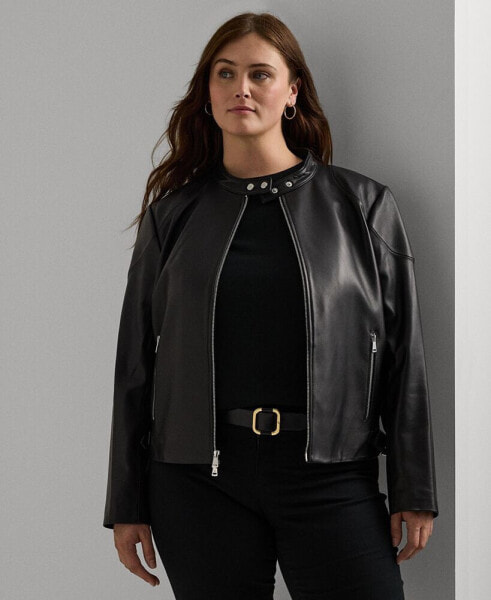 Plus Size Leather Moto Jacket