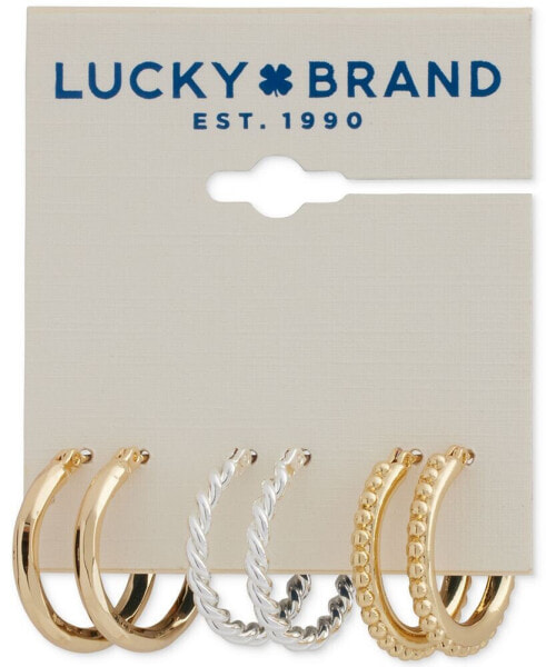 Серьги Lucky Brand Tri-Tone Hoops