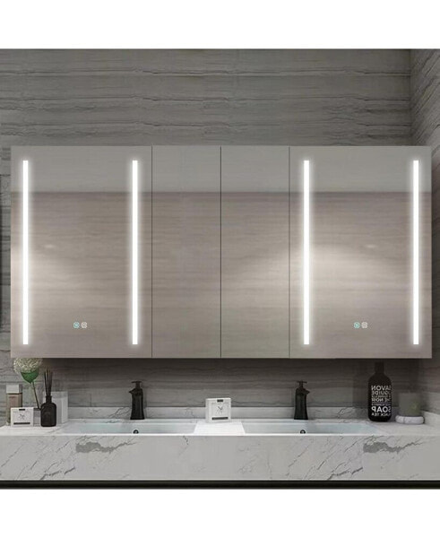 60x30 Inch LED Bathroom Medicine Cabinet Surface Mount Double Door Lighted Medicine Cabinet