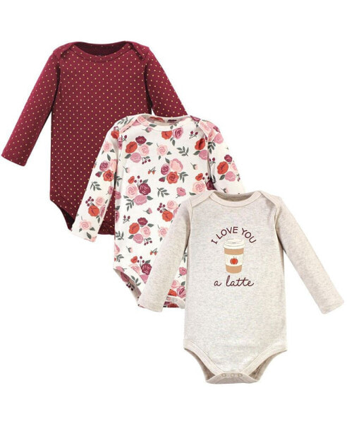 Baby Girls Cotton Long-Sleeve Bodysuits 3pk, Pumpkin Spice