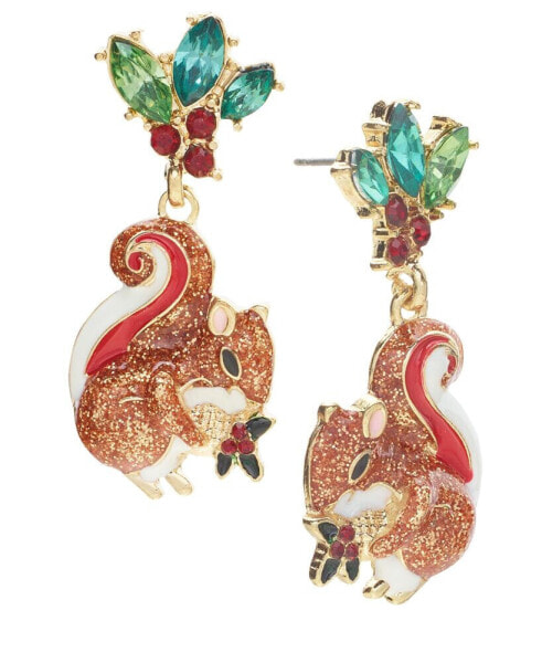 Crystal Holly Squirrel Drop Earrings, Created for Macy's