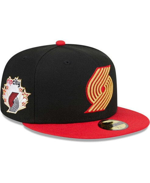 Men's Black/Red Portland Trail Blazers Gameday Gold Pop Stars 59FIFTY Fitted Hat