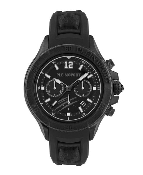 Men's Warrior Tech Chronograph Date Quartz Black Silicone 47.5MM