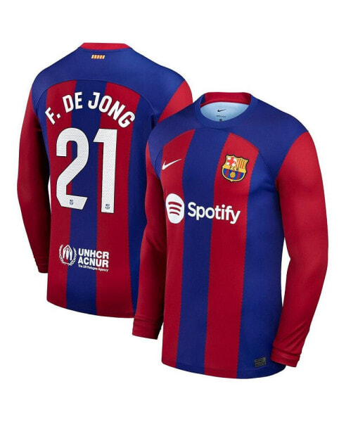 Men's Frenkie de Jong Royal Barcelona 2023/24 Home Replica Long Sleeve Jersey