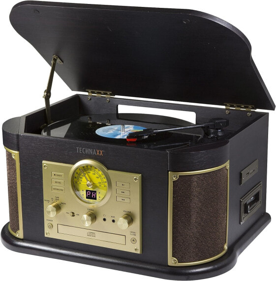 Technaxx 4755 Nostalgie Bluetooth Plattendigitalisierer All-in-One TX-103 von LPs und Audiokassetten braun