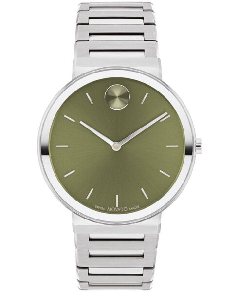 Men's Bold Horizon Swiss Quartz Silver-Tone Stainless Steel Watch 40mm