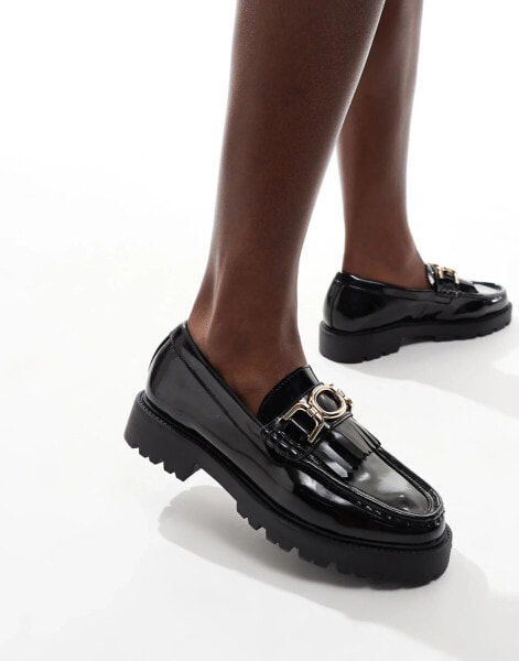 New Look chunky loafer with tassle trim in black