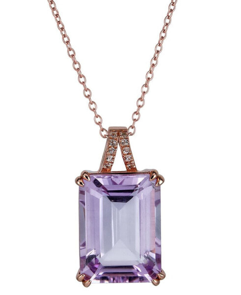 Macy's pink Amethyst (13 ct. t.w.) & White Topaz (1/20 ct. t.w.) 18" Pendant Necklace in Gold-Plated Sterling Silver (Also in Blue Topaz, Green Quartz, & Mystic Topaz)