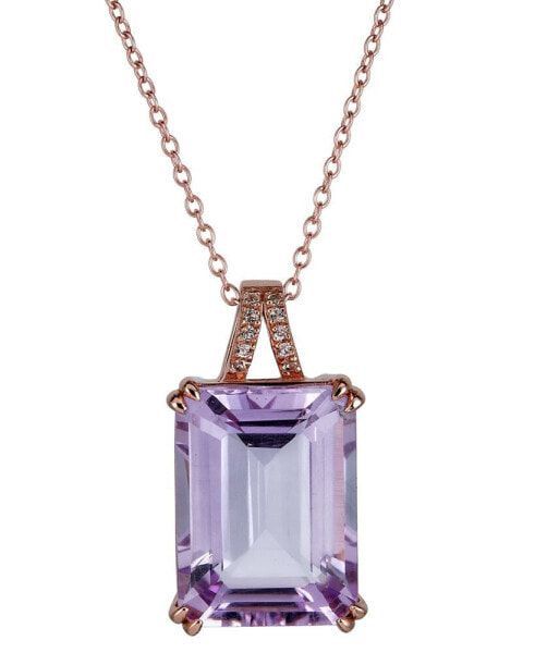 Pink Amethyst (13 ct. t.w.) & White Topaz (1/20 ct. t.w.) 18" Pendant Necklace in Gold-Plated Sterling Silver (Also in Blue Topaz, Green Quartz, & Mystic Topaz)