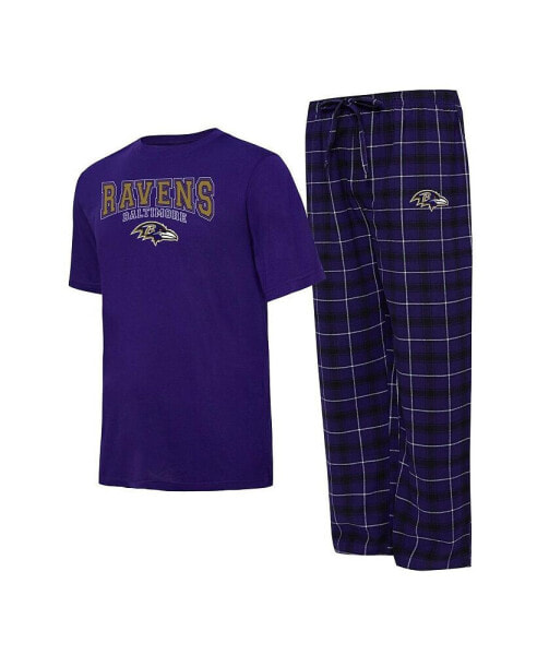 Пижама Concepts Sport мужская Purple, Black Baltimore Ravens Arctic T-shirt and Pajama Pants Sleep Set