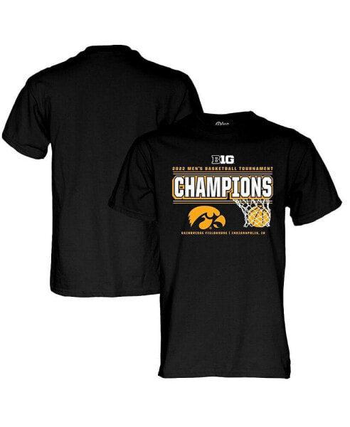 Men's Black Iowa Hawkeyes 2022 Big Ten Men's Basketball Conference Tournament Champions T-shirt