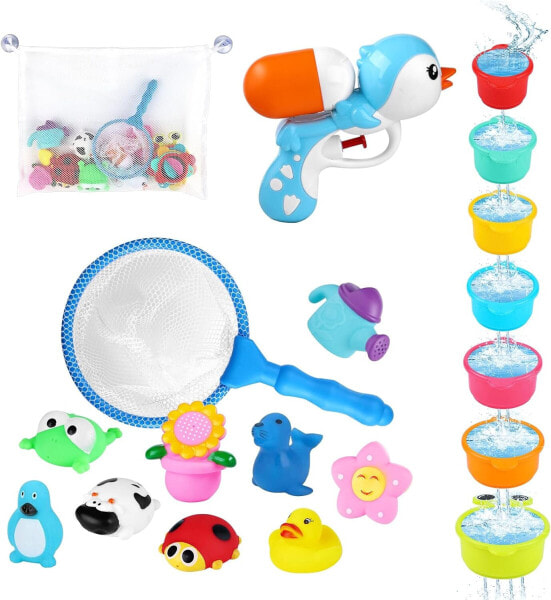 BBLIKE Bathtub Toys, 14 Pieces Interactive Bath Toy Waterfall Baby Bath Toy for Bathtub, Pool Game, Water Toy Baby Boys and Girls