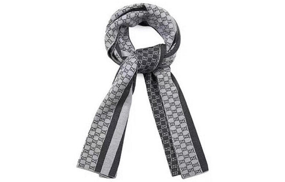 Шарф Gucci Wool Double-Faced Stripe Grey