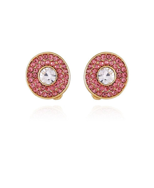 Gold-Tone Pave Stone Clip On Stud Earrings