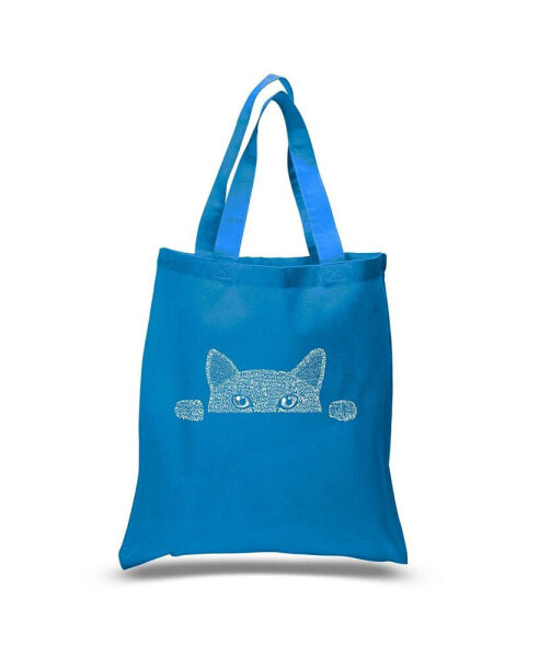 Peeking Cat - Small Word Art Tote Bag