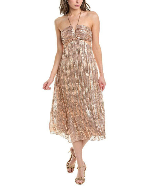 Liv Foster Foil Pleated Cocktail Dress Women's