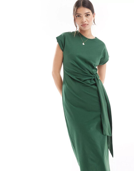 Nobody's Child Dakota knit detail midi dress in green