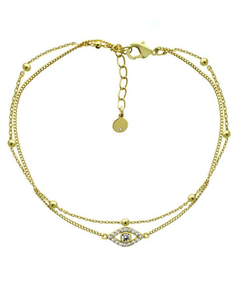 Evil Eye Double Chain Anklet in Gold Plate