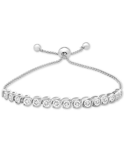 Lab-Grown White Sapphire Bolo Bracelet (3-7/8 ct. t.w.) in Sterling Silver