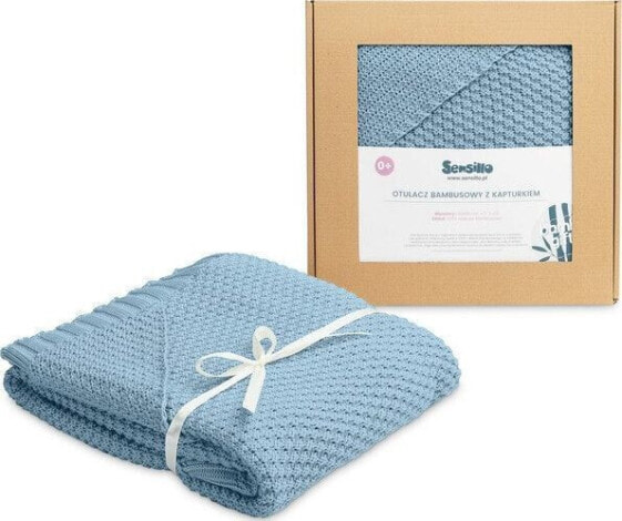 Sensillo OTULACZ Z KAPTURKIEM 100% BAMBOO GIFT NIEBIESKI