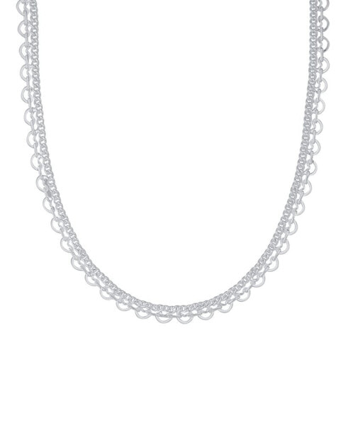 Silver Plated Heart Curb Linked Necklace