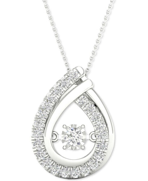 Diamond Teardrop Halo 18" Pendant Necklace (3/4 ct. t.w.) in 10k White Gold