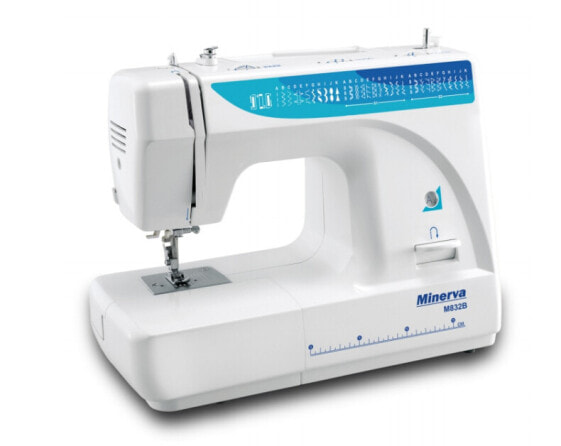 Швейная машина Minerva Sewing M832B, белая, автоматическая, для шитья, до 4 мм, пуговицы, вращающаяся, 800 об/мин.