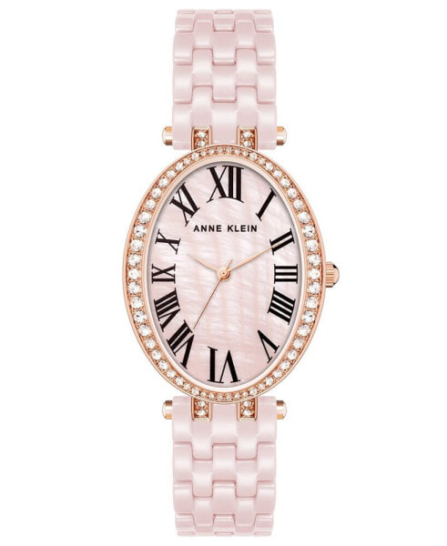 Women's Three-Hand Quartz Pink Ceramic Bracelet Watch, 27mm